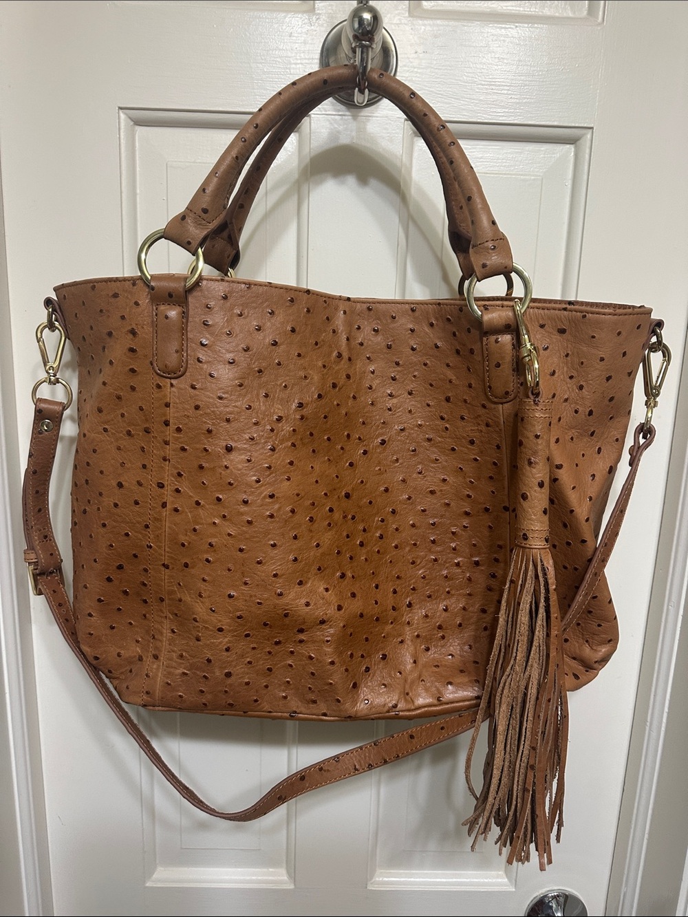 Tassel Detail Brown Tote Handbag